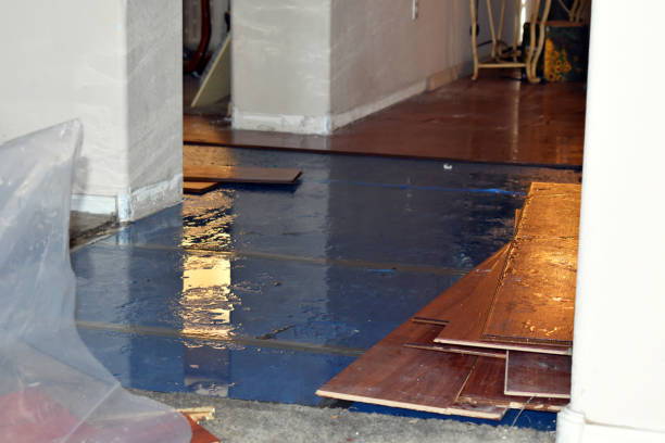 Professional Flood Damage Restoration technician working in Neosho, WI